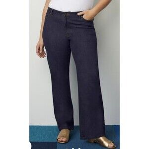 Avenue Denim Blue Women Jeans Indigo Dark Casual Bootcut Size 22 Plus (J05)
